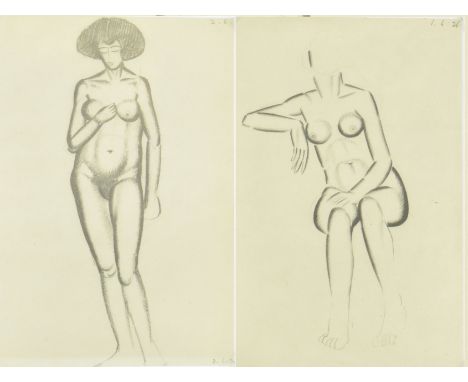 Eric Gill (1882-1940) - A pair of nudes from Eric Gill&nbsp;First Nudes published by Neville Spearman, London 1954. Framed &a