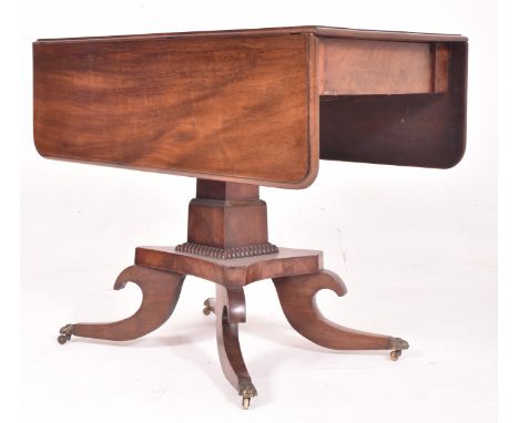A 19th century Regency mahogany Gillows style sofa table / stretcher table. The table of slender form having two drop leaves 