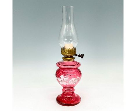 Small hand enameled lamp originally a gas lamp then converted to electrical, now for decorative purposes. Issued: 20th Centur