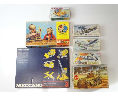 A group of building toys and kits by MECCANO, AIRFIX and others - some kits partially started - G in F/G boxes (7)