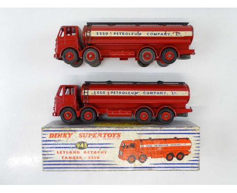 A DINKY 943 Leyland Octopus Tanker, in red Esso livery, boxed, together with another unboxed example - F/G in F/G box where b