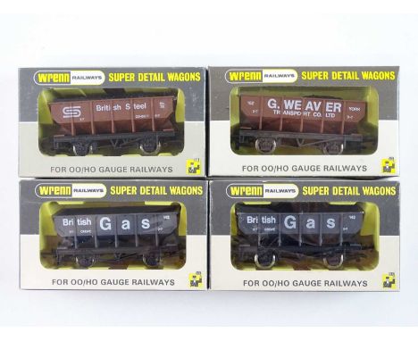 A group of rarer production WRENN OO gauge wagons comprising various hopper wagons - VG in VG boxes (4)