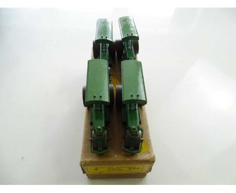 A DINKY 25P Aveling-Barford Diesel Roller trade box complete with 4 examples of the model in dark green - G with G trade box 