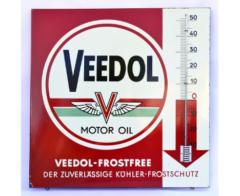 Veedol, Emailleschild mit funktionierendem Thermometer, 68 x 68 cm, Z 1-