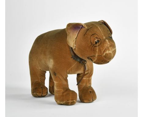 Chad Valley, Sprungfeder Hund, England 20-er Jahre, 36 cm, Altersspuren