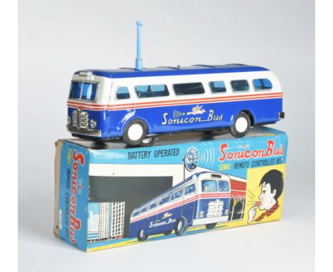 Modern Toys, Sonicon Bus, Japan, 35cm, Blech, Funktion nicht geprüft, Okt Z 2+, Antenne beschädigt, optisch sehr gut