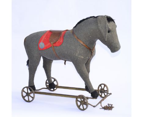 Steiff, Esel auf Rädern, Germany, um 1905, 80 cm, Altersspuren