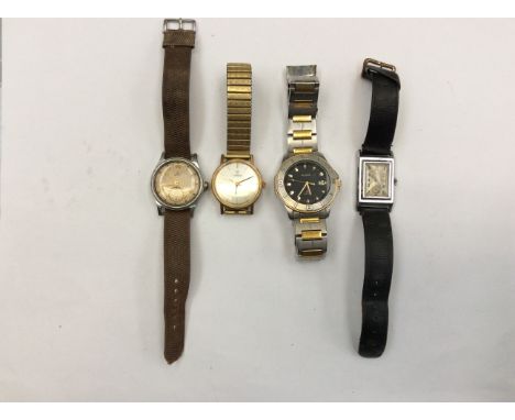 An Art Deco Roko gentleman's watch, rectangular dial, a 1950s Smiths gentleman's watch, along with a 1960s Tissot and an Accu