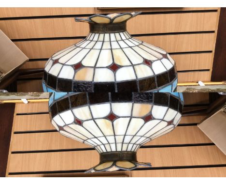 A Tiffany style large leaded glass pendant light shade, diameter 50cm, height 40cm