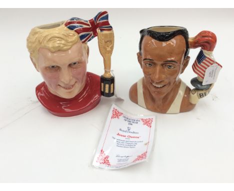 A group of three Royal Doulton large Character jugs depicting Jesse Owens D7019, Jug of the Year 1996 with certificate; The C