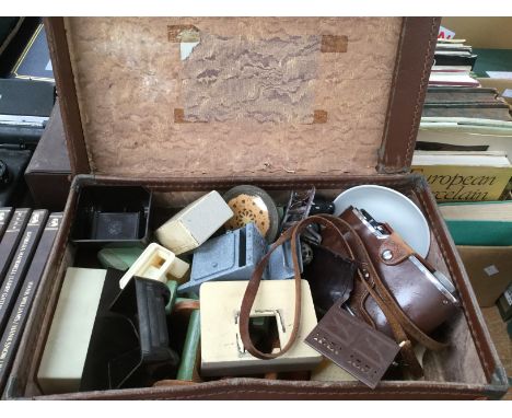 A case of dolls house furniture, dating from circa 1940s, including Seaforth pit-a-pat, DCMT Crescent, etc, with a Retinette 