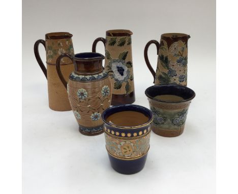 A set of six marked ceramic items, mainly Doulton Lambeth
