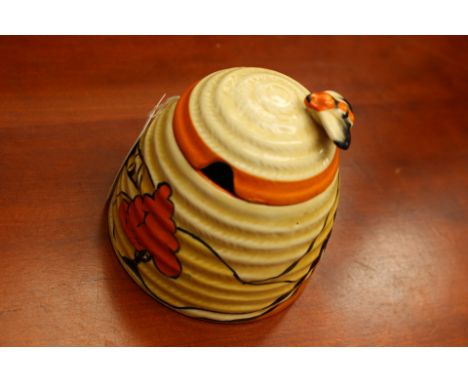 Clarice Cliff for Wilkinson, a Green Aurea beehive honey pot,Clarice mark, 9cm high