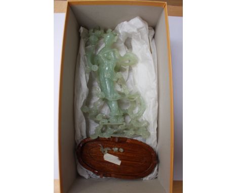  Chinese Jade type figures of a lady with wooden strand (af) 