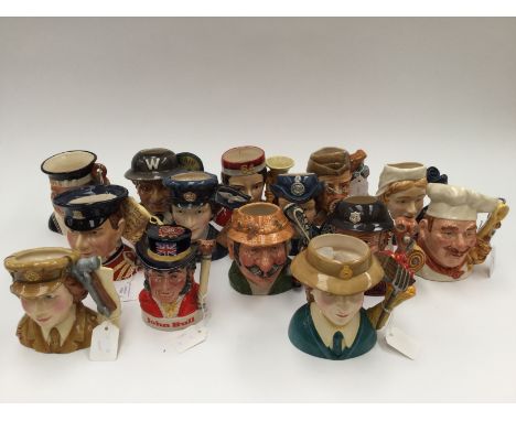 A group of intermediate Royal Doulton character jugs including: Fireman D7215 (International collector's club); Sailor D7263 