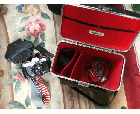 Camera flight cases containing Nikon FG, Canon AEI with lenses, Fujica ST605, Yashica FX-2 (3) 