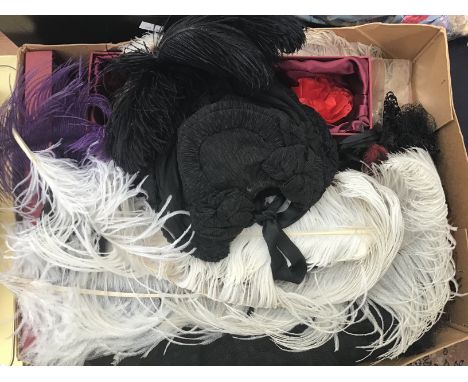 A Milliners collection to include a yardage of black spotted tulle hat veiling and blue hat veil and a black figured veil and