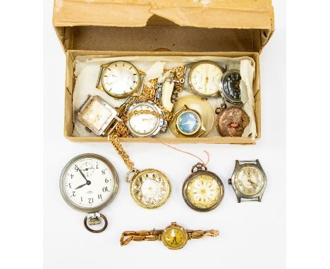 A collection of vintage watches mechanical wind, to include two silver cased fob watches, Moutine, Newmark, Smiths nurses wat