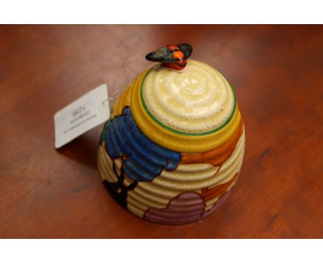 Clarice Cliff for Wilkinson, a Tartan beehive honey pot, Bizarre mark, 9cm high