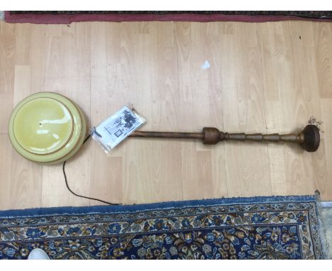 An Art Deco ceiling light,suspended from turned wooden stem - bought in Vienna in the 1930s