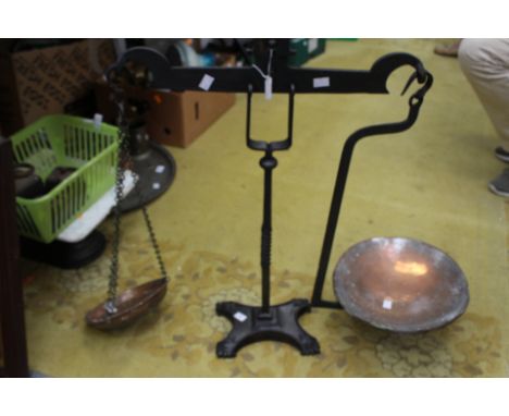 Parnall & Sons, Bristol, weighing scales with weights, along with Avery weighing scales, both with pans (2)