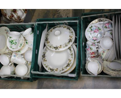 A collection of assorted ceramic teaware, to include Paragon, Colclough and others. (three boxes)