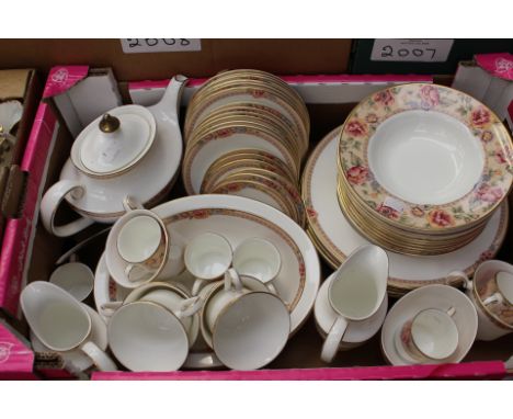 Royal Doulton 'darjeeling' dinner service, vegetable dishes, soup dishes, tea cups/saucers, teapot, coffee cups/saucers, larg