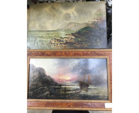 Late-19th/early-20th Century School, collection of six oils on canvas, river landscapes and coastal scenes, one signed 'R. Pe