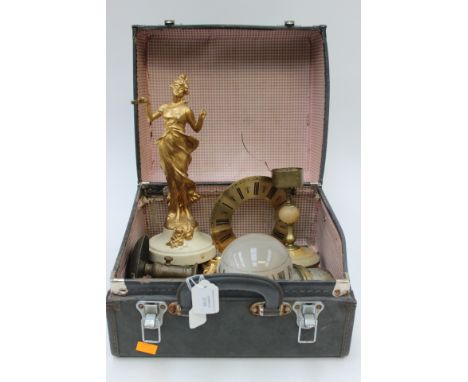 A small case of clocks and parts to include a small regency revival mantle clock 19th century/early 20th century, A British R