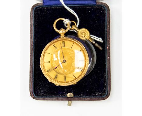 An 18ct gold engine turned hunter, made by Bennet, Cheapside, London, makers to the Royal Observatory (with key) 