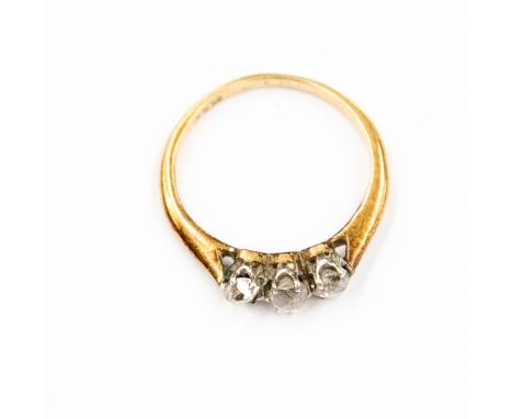 An 18ct gold and diamond three stone ring (one stone loose), total gross weight approx 1.6gms 