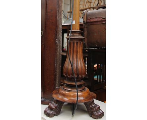 An early Victorian mahogany lamp stand, converted from a torchere