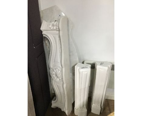 NEO CLASSICAL STYLE WHITE FIRE SURROUND AND MARBLE HEARTH