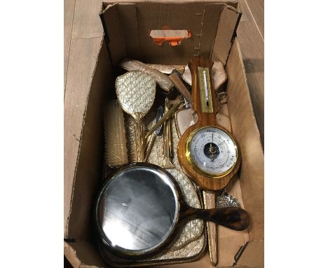 1 BOX CONTAINING BAROMETER DRESSING TABLE SETS ETC