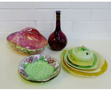 A collection of Maling and Carlton Ware pottery to include serving dishes, basket, jar and cover, together with a Losol Ware 