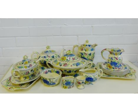 A quantity of Mason's 'Regency' patterned table wares to include two oval serving plates, a tureen and cover, four dinner pla