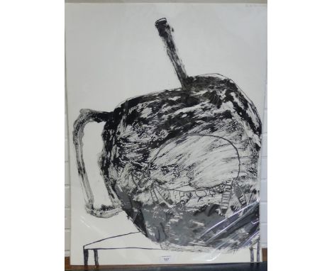 Pat Douthwaite, (1934-2002)  'Cat and Apple shaped Teapot' Lithograph on paper, signed in pencil, limited edition 6/20, unfra