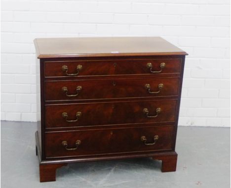 A mahogany chest, the rectangular top with moulded edge over four graduating long drawers, on bracket feet, 80 x 74cm