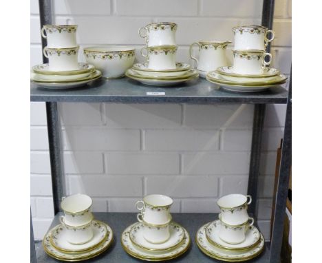 A Fenton porcelain 'Milo' patterned twelve place teaset comprising twelve cups, twelve saucers, twelve side plates, sugar bow