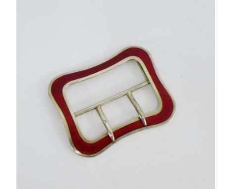 Edwardian silver and red enamel buckle, Birmingham 1910, 7cm long 