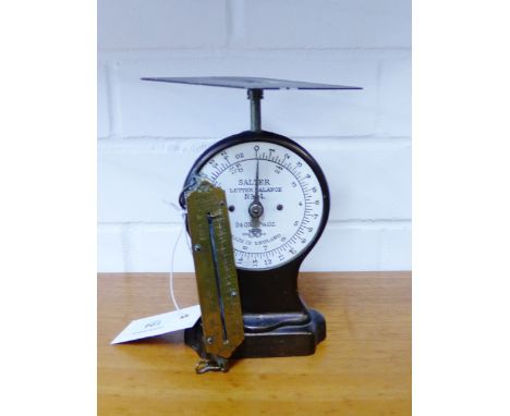 A set of Salter letter balance No.11 scales, together with a brass Salter's letter scale, (2) 