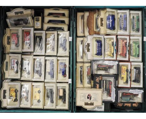 Two boxes of approximately 60 Dinky, Corgi and other toy buses, many boxed