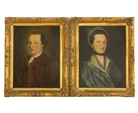 English SchoolPORTRAIT OF A GENTLEMAN AND HIS WIFE half lengthoil on canvas