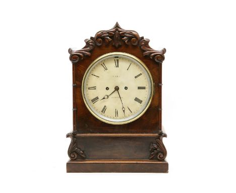 An early 19th century mahogany bracket clock, Essex maker, 30cm wide, 47cm high