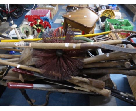 A Garden Wheel Barrow Containing Large Quantity of Garden Tools 