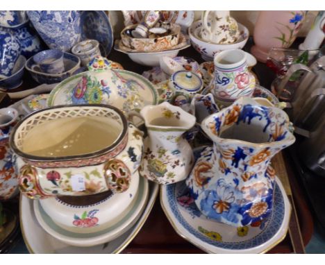 A Tray of Ceramics to Include Masons Jug, Poole Vases, Masons Regency, Zsolnay Pecs Bowl Etc