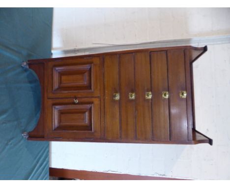 An Edwardian Mahogany Music Cabinet with Five Drawers and Cupboard Base and Raised Gallery, 98cm high 