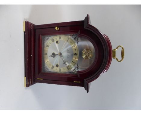 A Modern Mahogany Cased German Bracket Clock with Brass Carrying Handle, Movement Requires Attention 