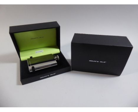 A Cased Square Mile Stainless Steel Hip Flask
