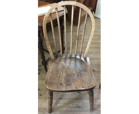 A pair of Elm stick back chairs and two other chairs